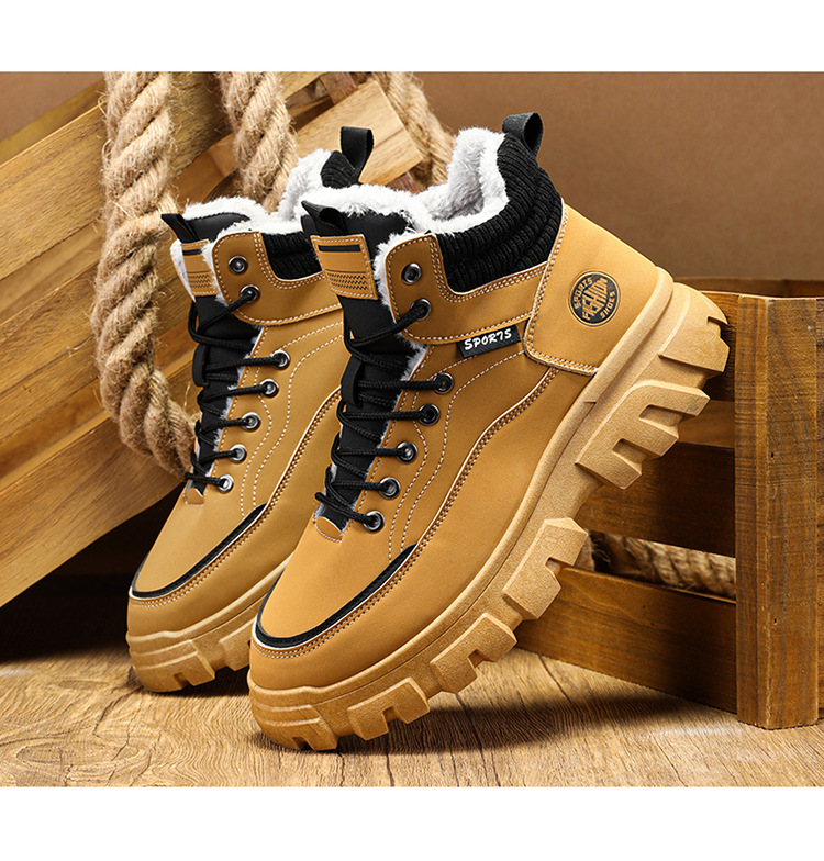 Men's winter suede high top Martin boots men's workwear shoes trendy and versatile thick sole image 4