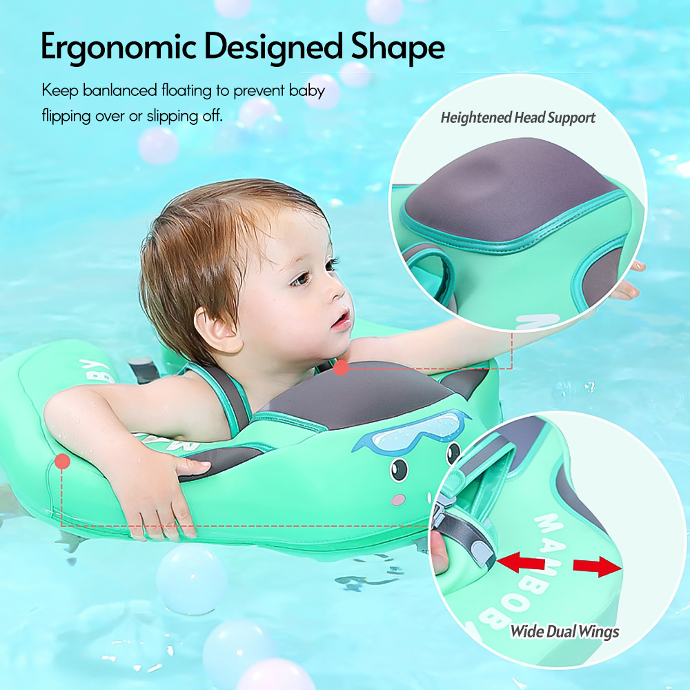 Infants and young children with inflatable seat rings and sunshades beginner's swimming circle home