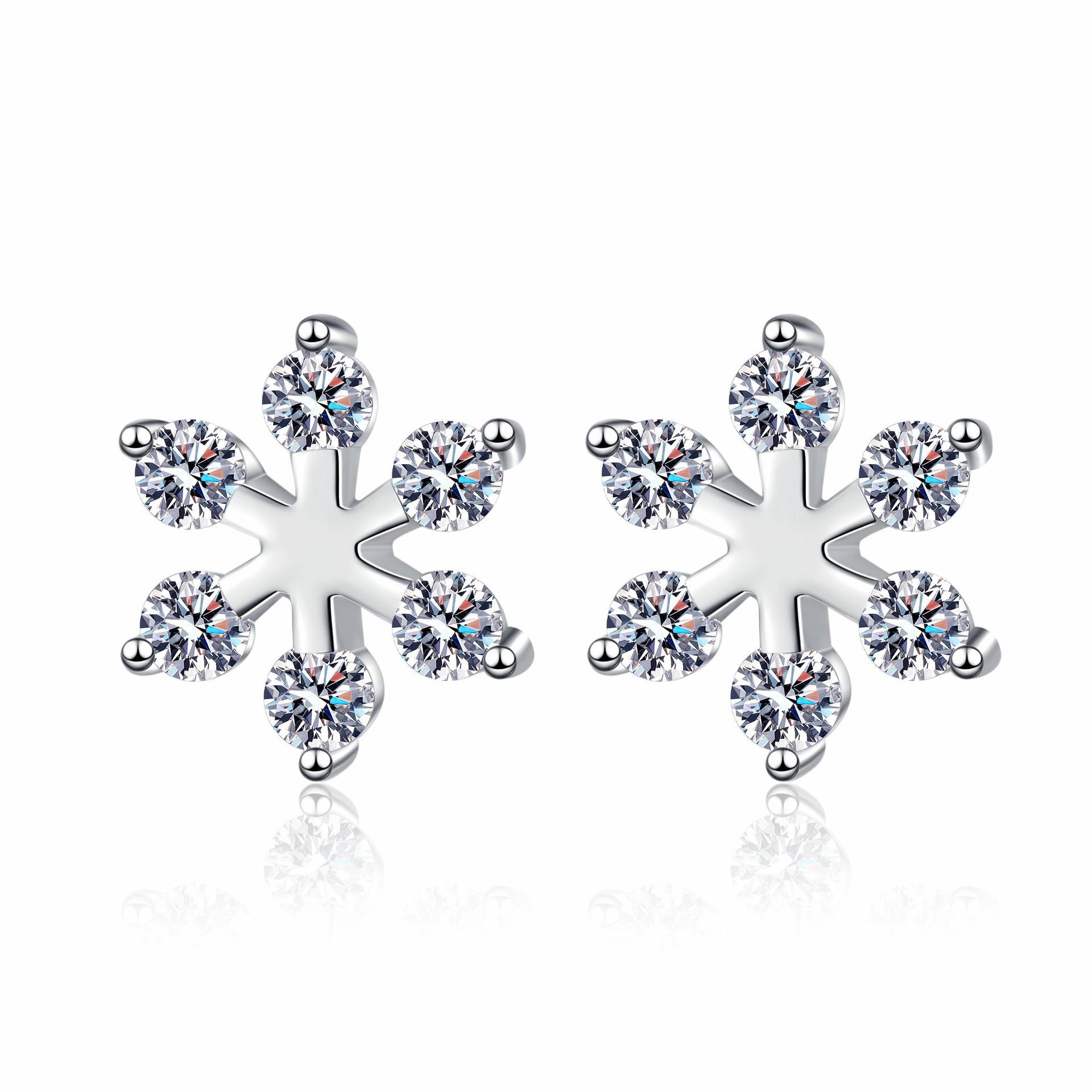 Moissanite 925 Sterling Silver Snowflake Shape Earrings