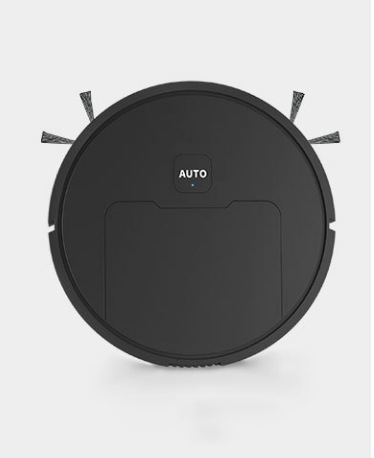 Black robot vacuum with mopping attachment, handles dust and mopping