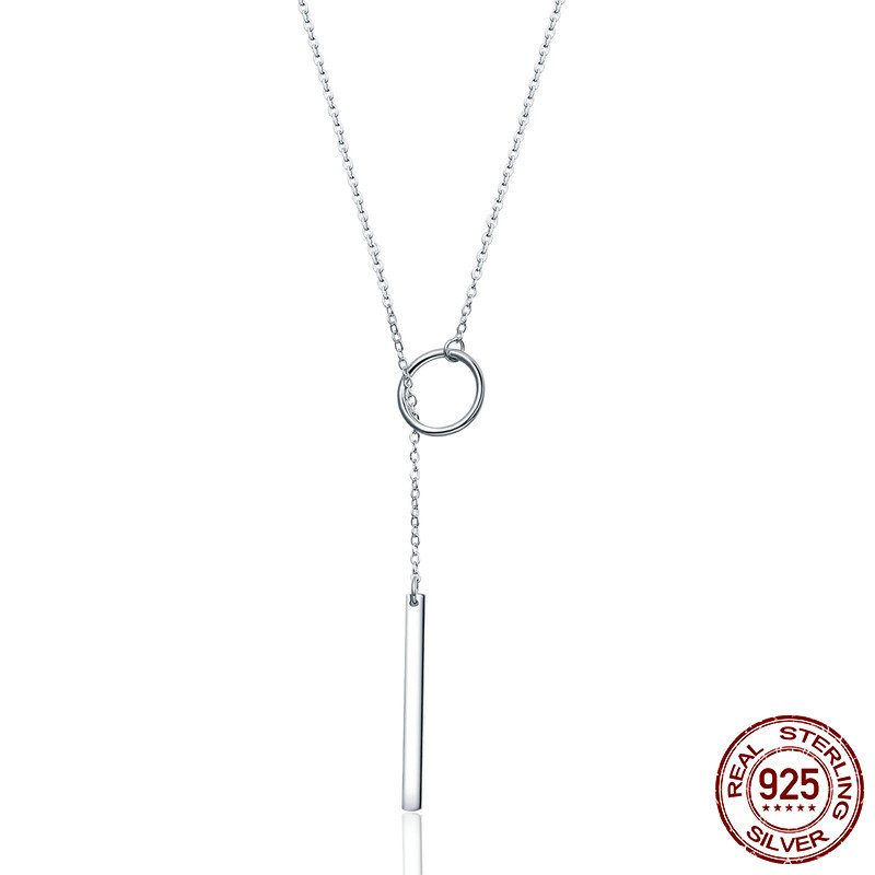 Simple Round and Bar Necklace S925 Sterling Silver Necklace