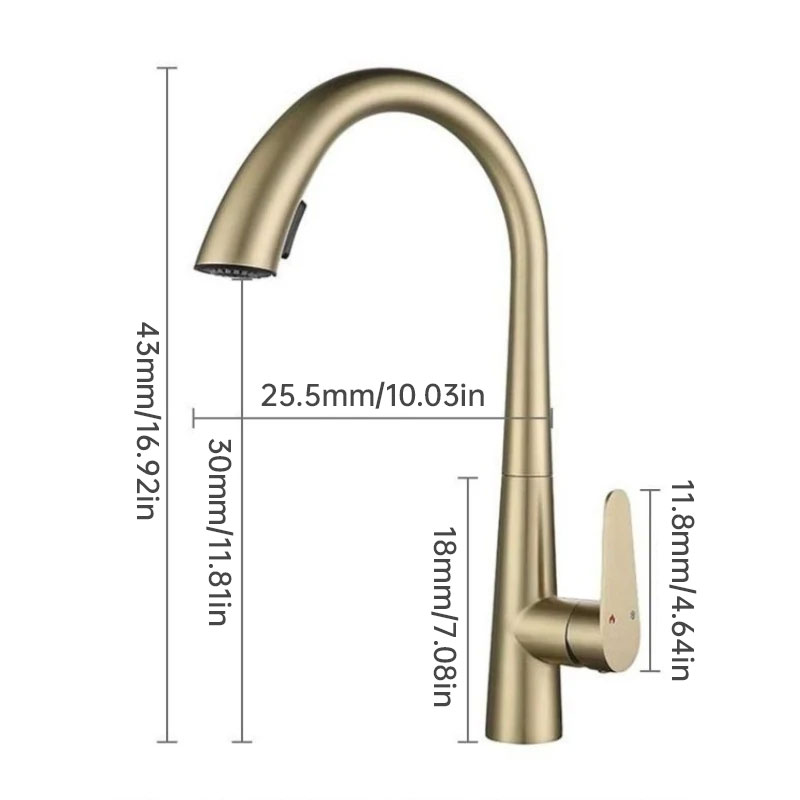 Removable 304 Stainless Steel Kitchen Sink in Polished Gold, with a pull-down faucet for hot and