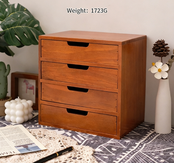 Three-layer Storage Cabinet, Small Wooden Cosmetic Organizer