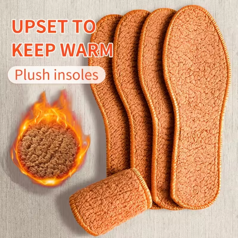 1 pair Thick Alpaca Wool Insoles Winter Warm Anti-Cold Breathable ...