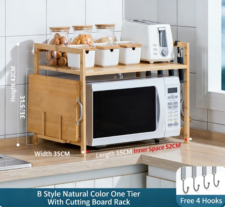 Kitchen Storage Rack Double-Layer Countertop Microwave Oven 