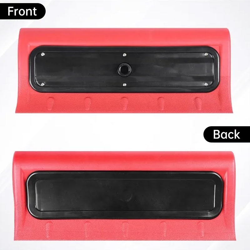 Reverse side of the scraper head showing the removable scraper blade attached