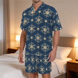 Men's V-Neck Short Pajama Set (Made in USA，Ships to USA Only)