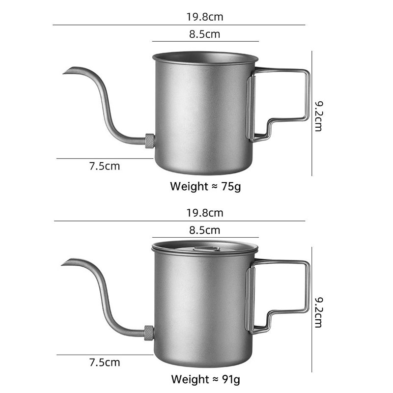 Bouilloire titane gooseneck 420ml vue ensemble