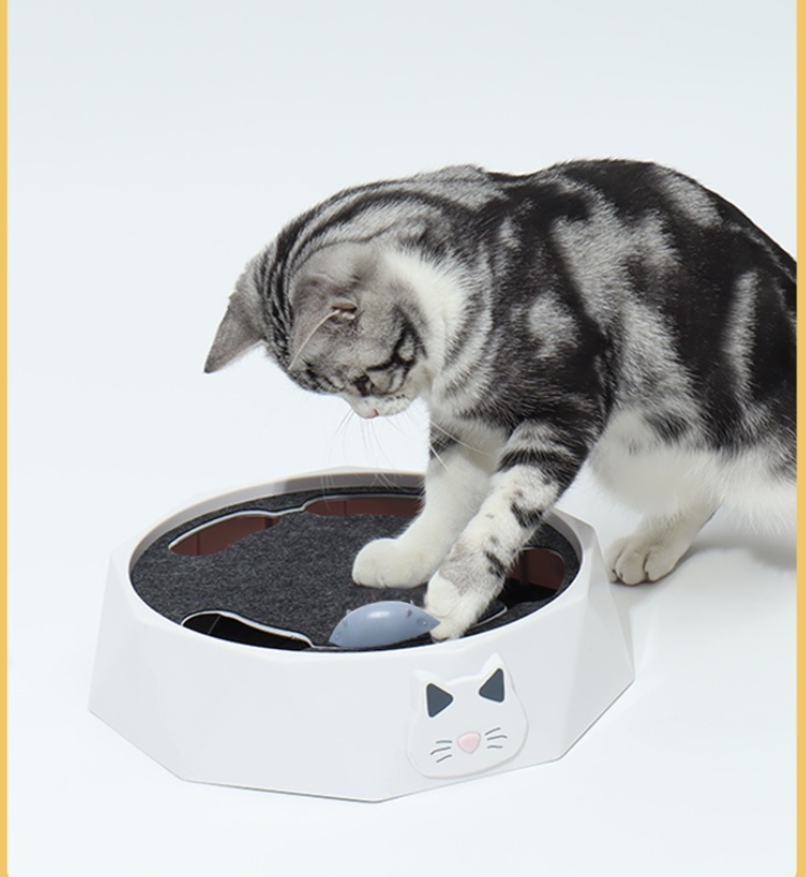 Pet Electric Cat Toy Plush Mouse Cat Spinner Two-Speed Adjustable Automatic Interactive Whack-a-Mole