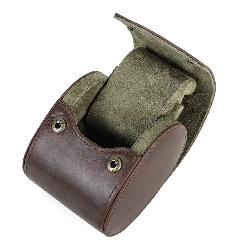 Vintage Crazy Horse Leather Watch Box, Single Compartment Genuine Leather Watch Case, Portable Gift