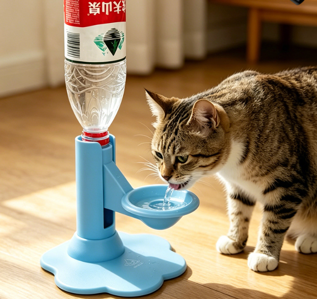 The cat water dispenser can adjust the height to protect the cat's neck and automatically replenish