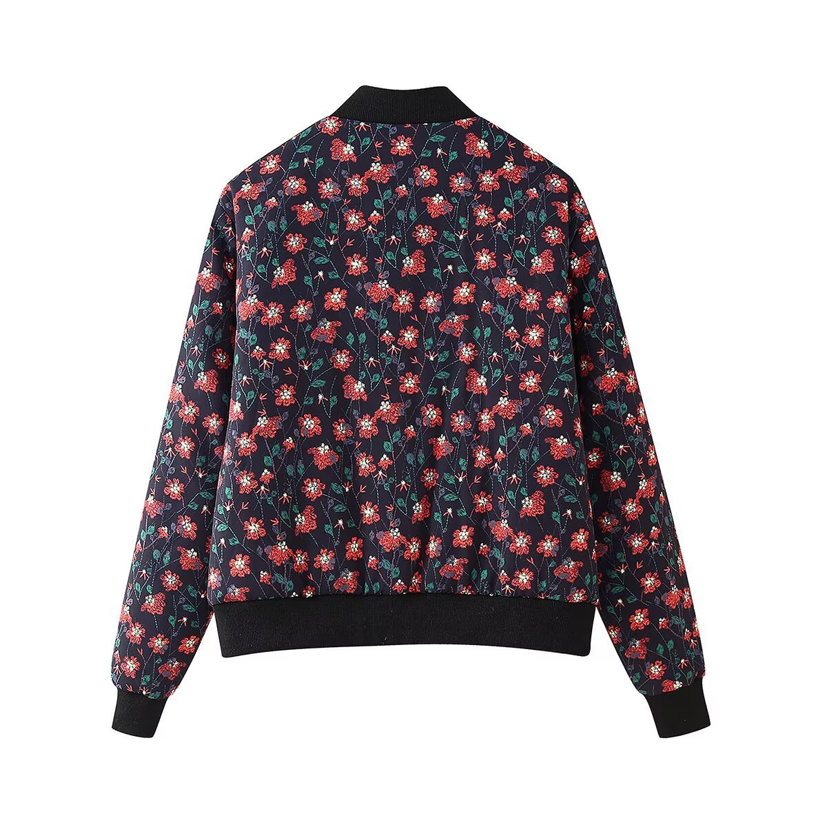 Round neck long sleeved zipper jacket