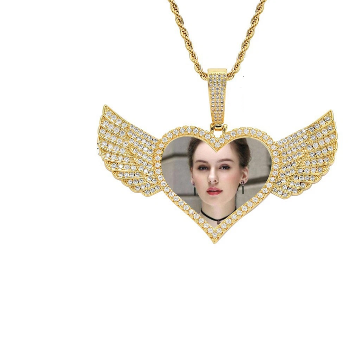 Custom-Made, Ships in 1-2 Days wing pendant photo necklace