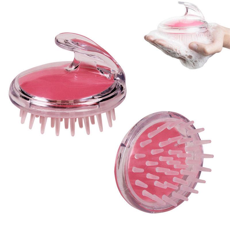 Pink brush with ergonomic handle and bristles