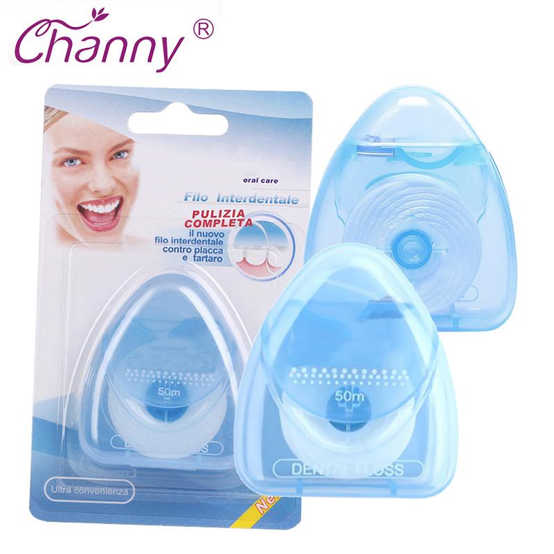 Channy brand blister package with Italian text describing complete plaque and tartar cleaning benefits, held against a bright window light