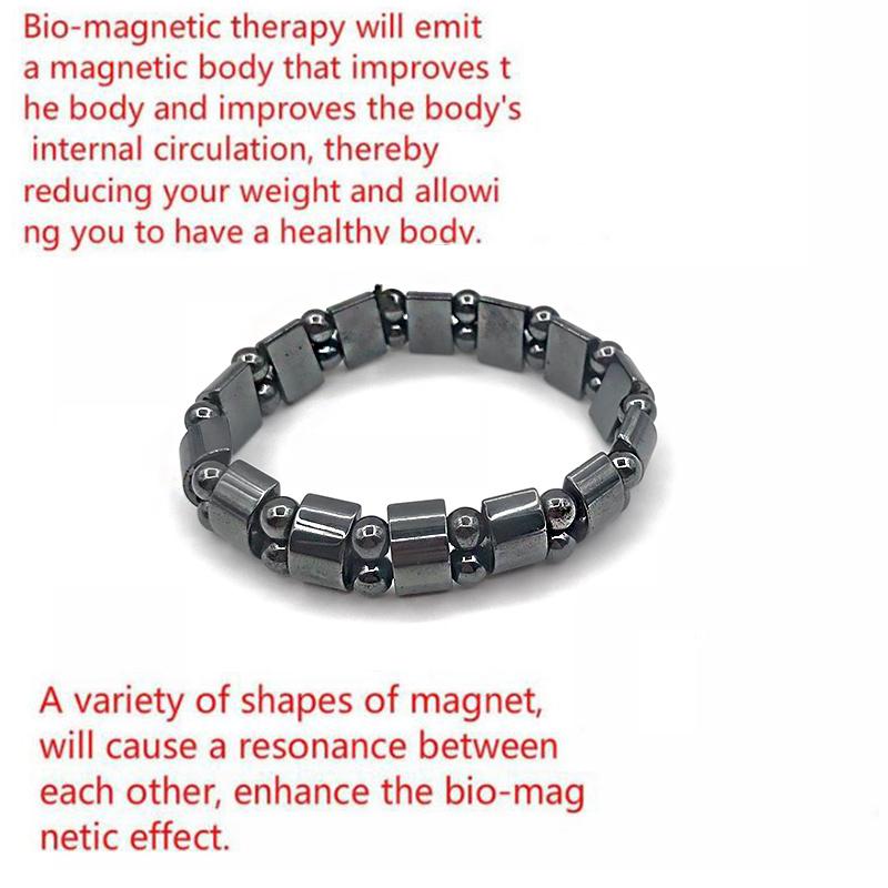 Product detail shot with red text claiming bio‑magnetic therapy benefits and circulation improvement
