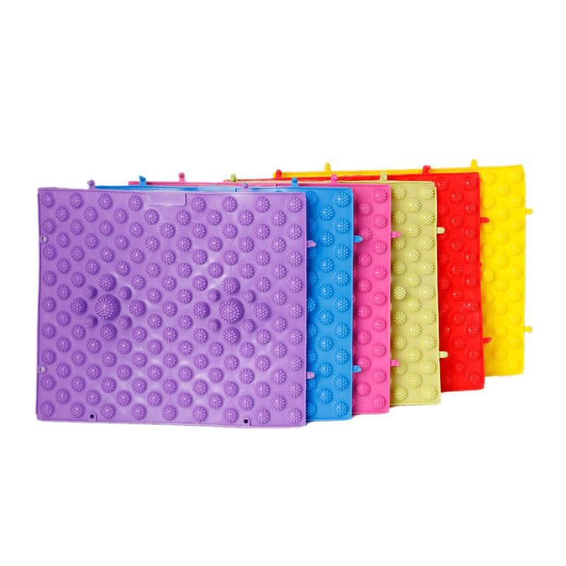 Six colorful interlocking tiles showing modular expandable system