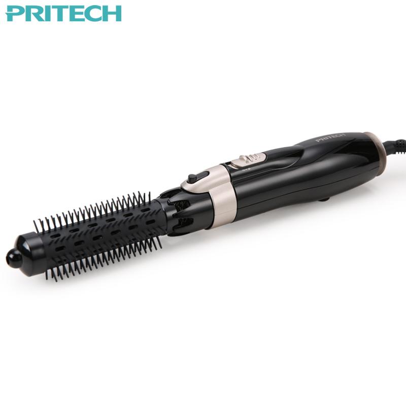 Vented round brush barrel with dense bristles and controls
