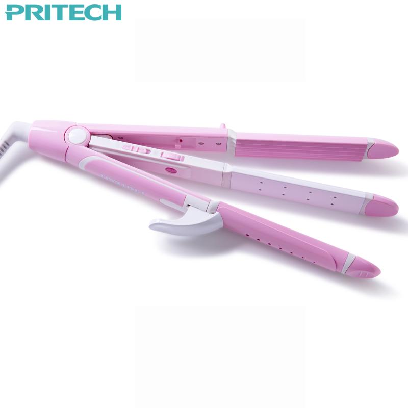 Close view of three pink styler surfaces