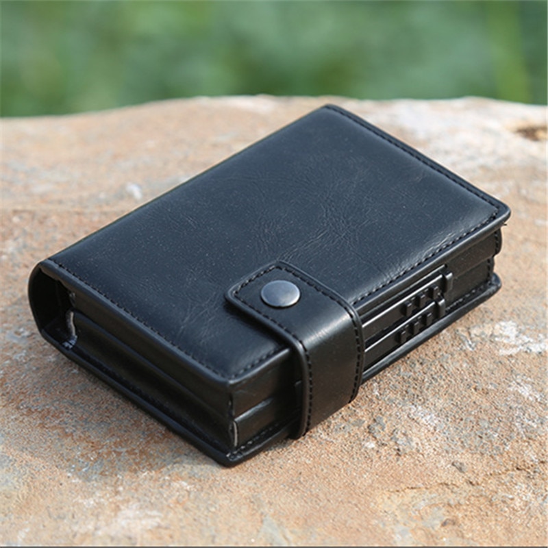Credit Card Holder Men and Women Aluminum Alloy Card Case PU Leather Fashion Wallets ID Holder Purse