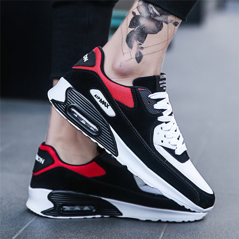 Men Running Shoes Lightweight Air Mesh Man Sneakers Skid-Proof Lace-up Round-Toe Outdoor Sport Shoes image 7