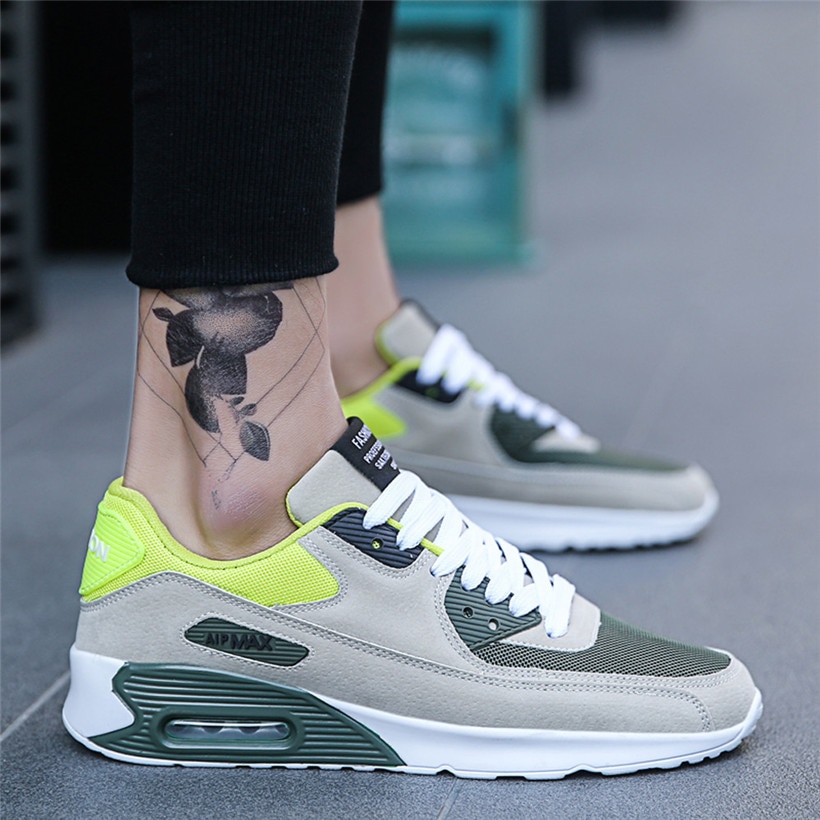 Men Running Shoes Lightweight Air Mesh Man Sneakers Skid-Proof Lace-up Round-Toe Outdoor Sport Shoes image 5