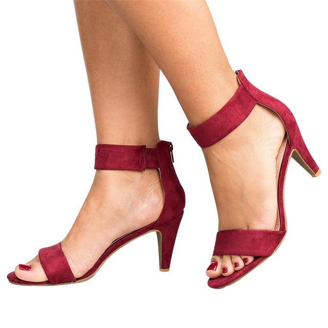 Women Flock Square Heel Sandals Leopard High Heels Buckle Strap Female Ladies Woman Sandal Shoes Girls image 4
