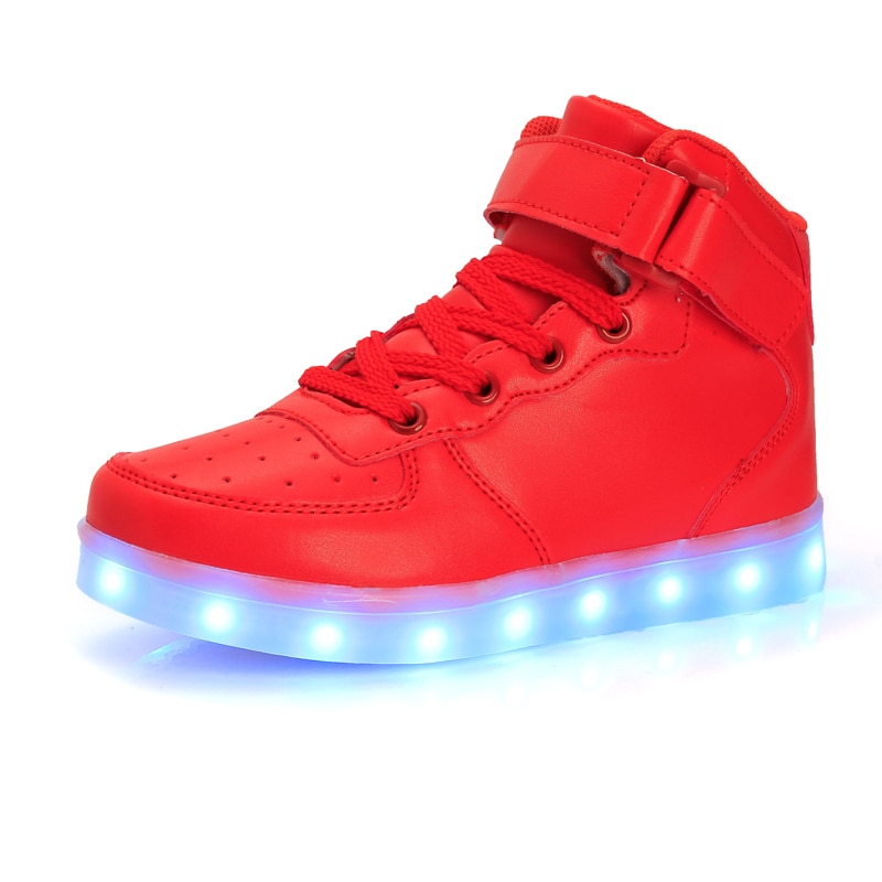 Led Children Shoes USB Charging Basket Shoes With Light Up Kids Casual Boys&Girls Luminous Sneakers Gold silver image 8