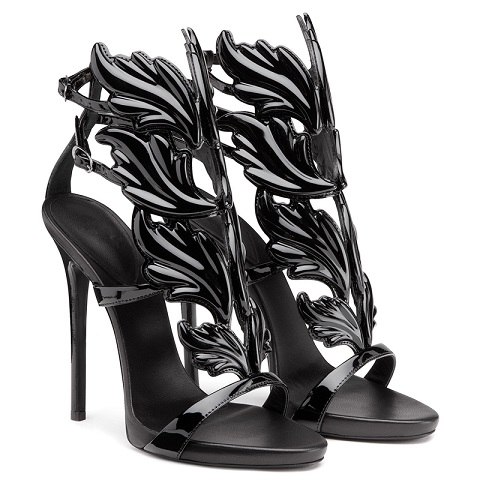 Leather Sandals Women Gold Leaf Flame Gladiator Sandal Shoes Party Dress Shoe Woman Patent High Heel Sandals image 4