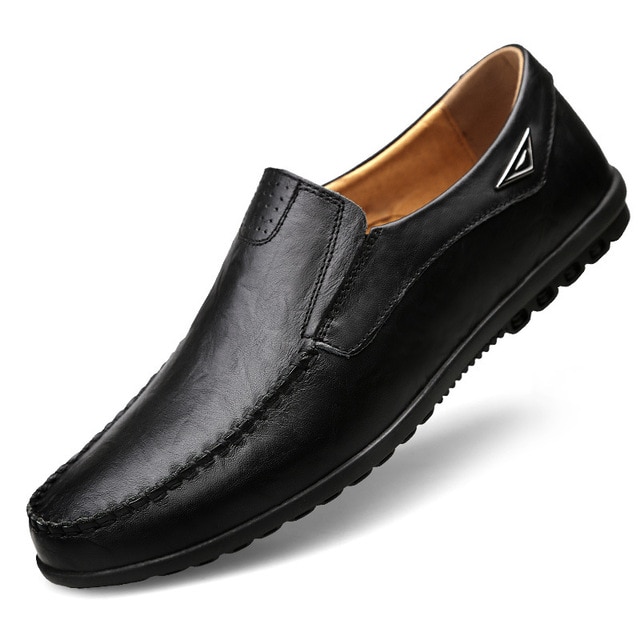 Genuine Leather Mens Moccasin Shoes Black Men Flats Breathable Casual Italian Loafers Comfortable image 4