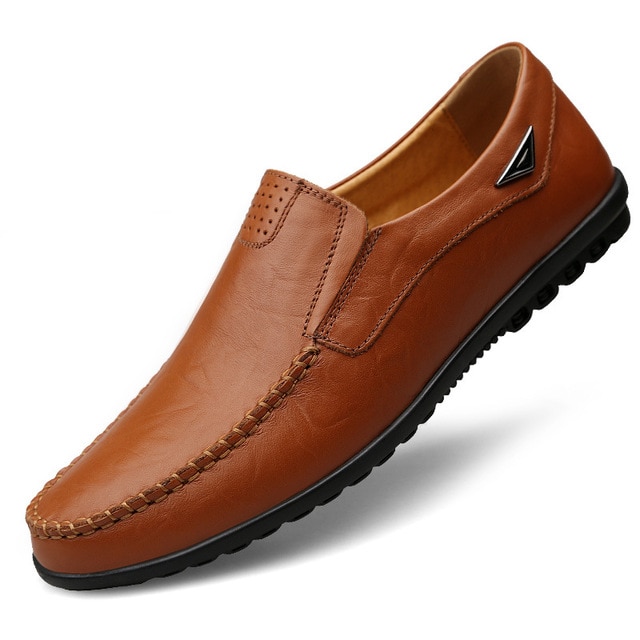 Genuine Leather Mens Moccasin Shoes Black Men Flats Breathable Casual Italian Loafers Comfortable image 3