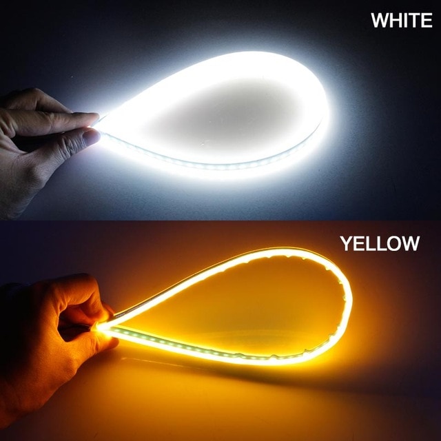 2 x Slim Amber Sequential Flexible LED DRL for Headlight Strip Daytime Running - Picture 12 of 13