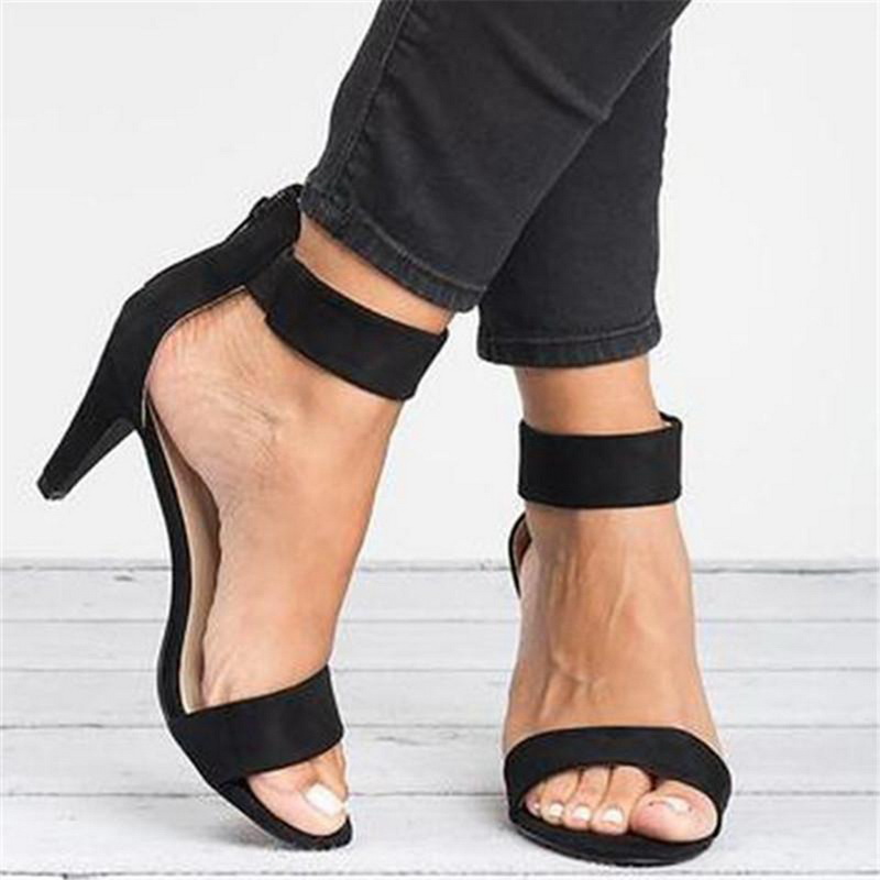 Women Flock Square Heel Sandals Leopard High Heels Buckle Strap Female Ladies Woman Sandal Shoes Girls image 7