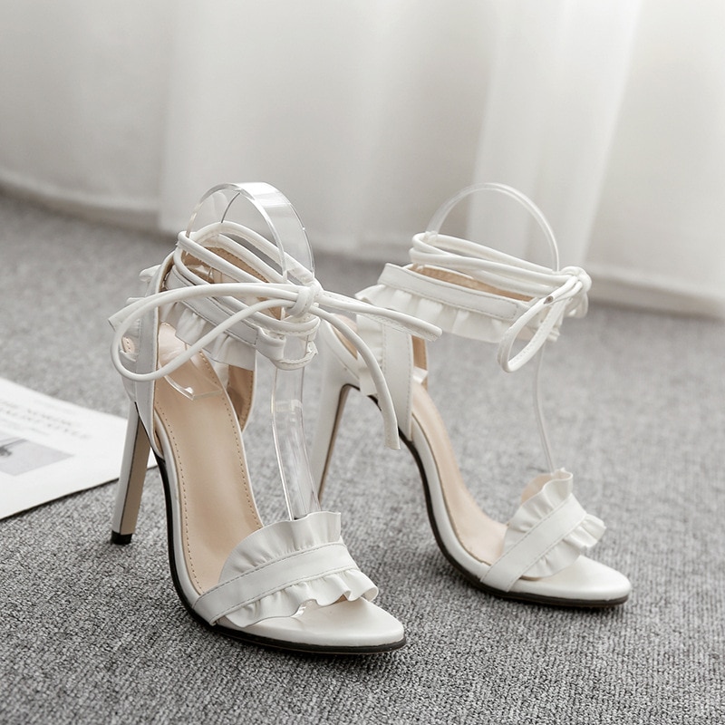 Top Sale Sandals Women's sandals Fish-mouth Lace-crossed High-heeled Shoes 40 11.5cm heels image 6