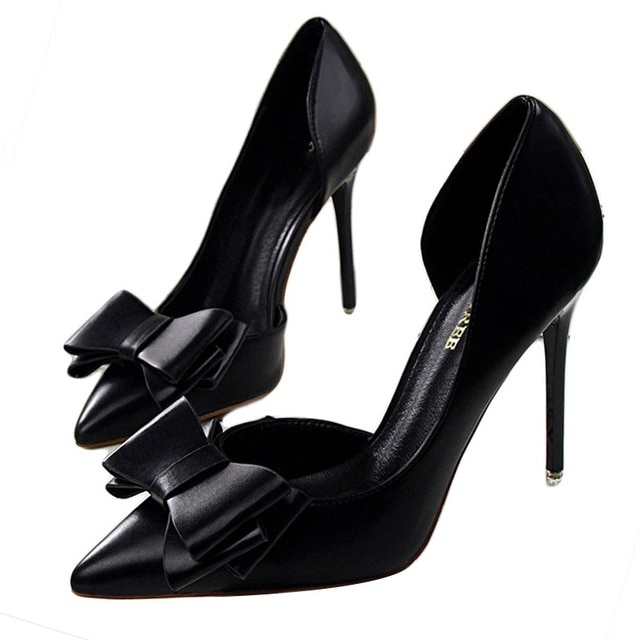 delicate sweet bowknot high heel shoes side hollow pointed Stiletto Heels Shoes women pumps image 8