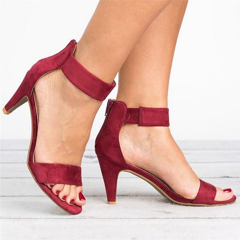 Women Flock Square Heel Sandals Leopard High Heels Buckle Strap Female Ladies Woman Sandal Shoes Girls image 8