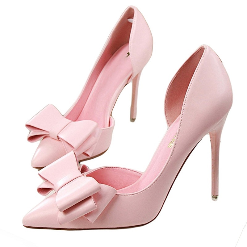 delicate sweet bowknot high heel shoes side hollow pointed Stiletto Heels Shoes women pumps image 13