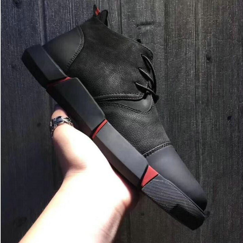 Black Men's Leather Casual Shoes Breathable Sneakers image 4
