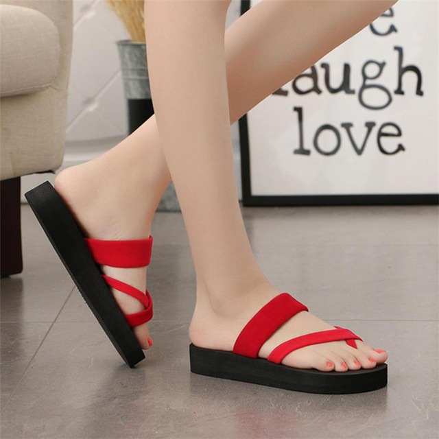 Women Summer Non-slip Platform Shoes Wedges High Heel Woman Outdoor Beach Slippers Sandals