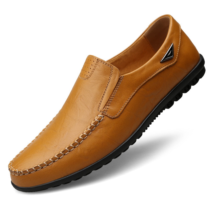 Genuine Leather Mens Moccasin Shoes Black Men Flats Breathable Casual Italian Loafers Comfortable image 9