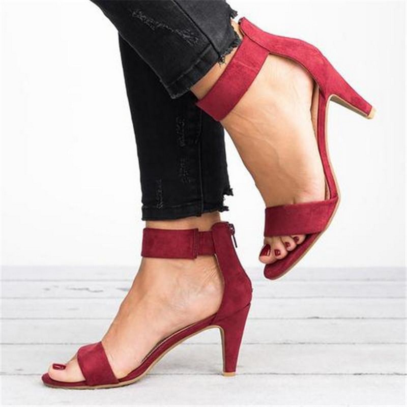 Women Flock Square Heel Sandals Leopard High Heels Buckle Strap Female Ladies Woman Sandal Shoes Girls image 9