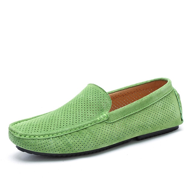 Summer Men Loafers Genuine Leather Casual Shoes Slip On Driving Shoes