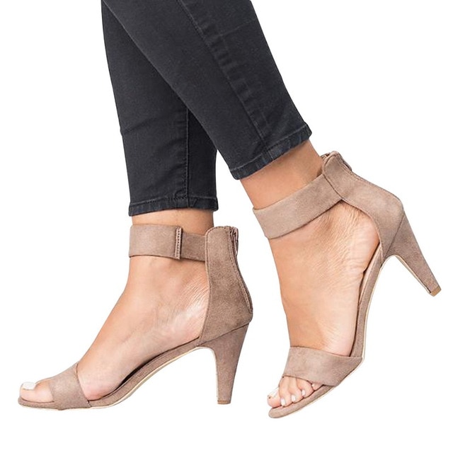 Women Flock Square Heel Sandals Leopard High Heels Buckle Strap Female Ladies Woman Sandal Shoes Girls image 3