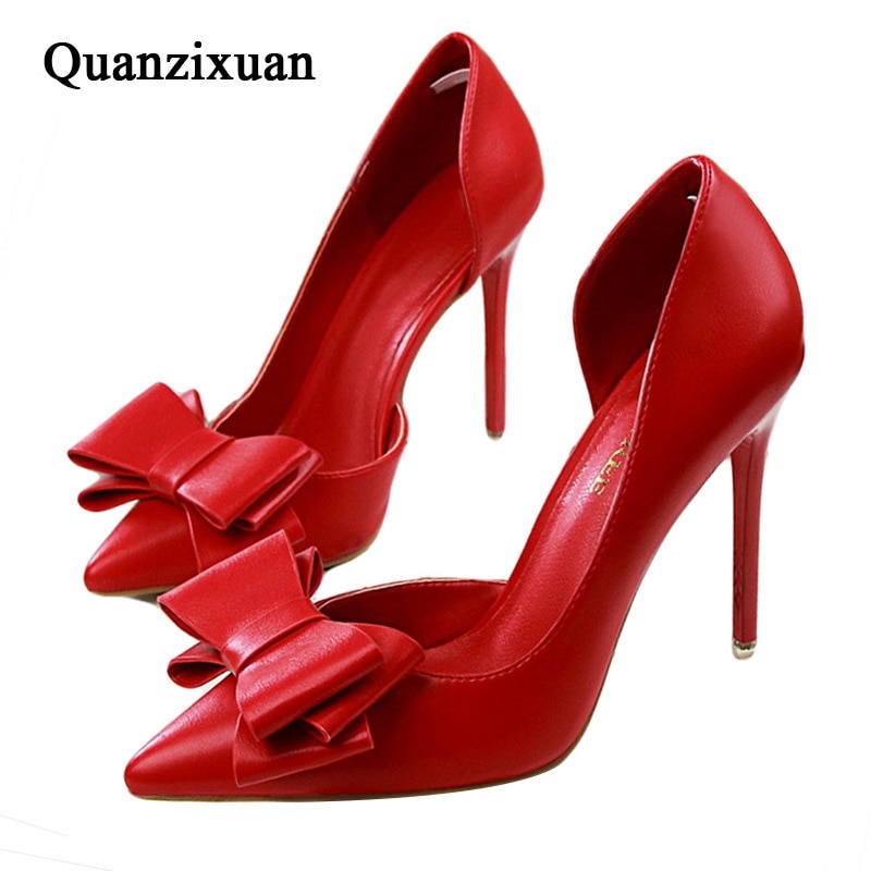 delicate sweet bowknot high heel shoes side hollow pointed Stiletto Heels Shoes women pumps image 12