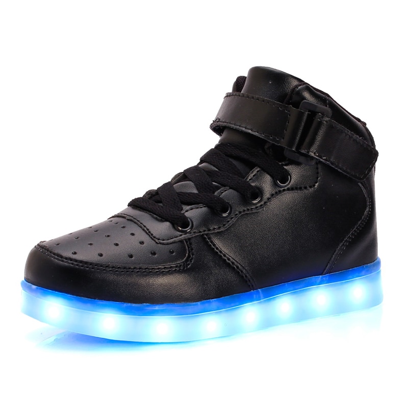 Led Children Shoes USB Charging Basket Shoes With Light Up Kids Casual Boys&Girls Luminous Sneakers Gold silver image 9