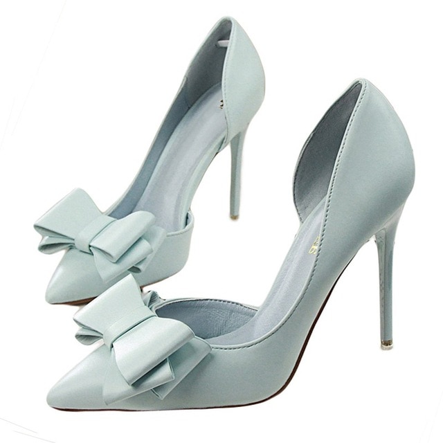 delicate sweet bowknot high heel shoes side hollow pointed Stiletto Heels Shoes women pumps image 7