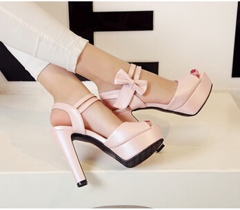 High-heeled Fish Mouth Shoes Bow Sexy Rough With Waterproof Platform Roman Women's Shoes image 4