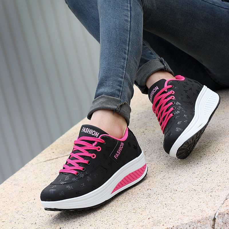 women running shoes sneakers female breathable thick bottom wedges outdoor image 9