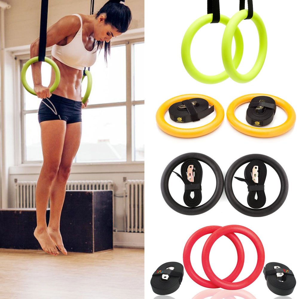 2Pcs High Quality Heavy Duty ABS Plastic 28mm Exercise Fitness Gymnastic Rings With Foam Handle Gym