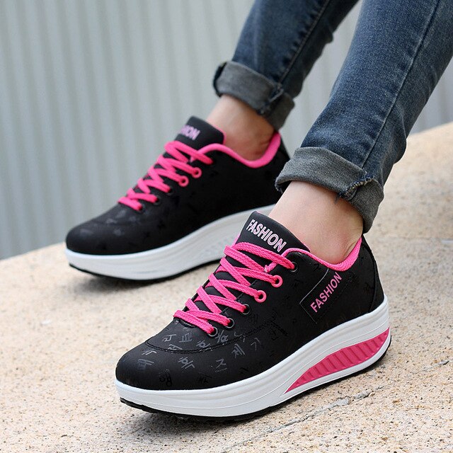 women running shoes sneakers female breathable thick bottom wedges outdoor image 4